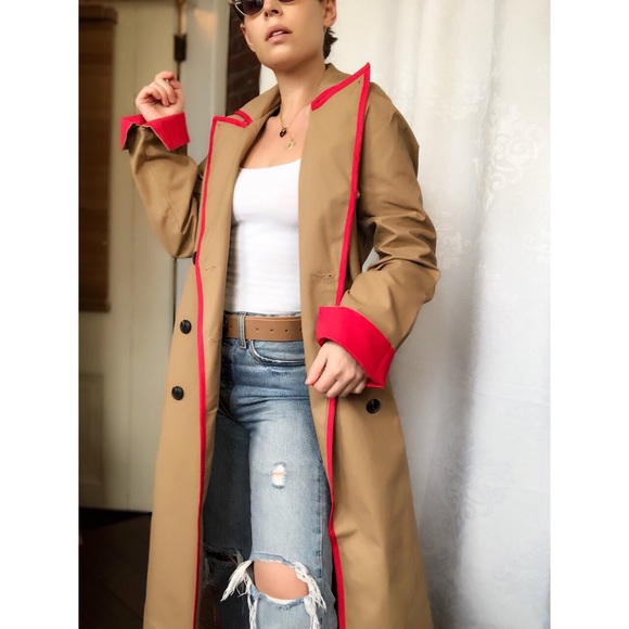 🆕Heartbeat Classic Reworked Trench Coat with Red - Picture 4 of 8